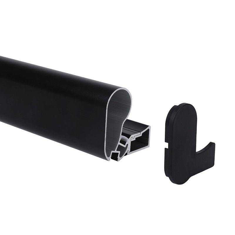 Lighted Wall Mounted Aluminum Black Stair Handrail LED Profile - Up Down Lighting Lighted Wall Mounted Aluminum Black Stair Handrail LED Profile - Up Down Lighting
